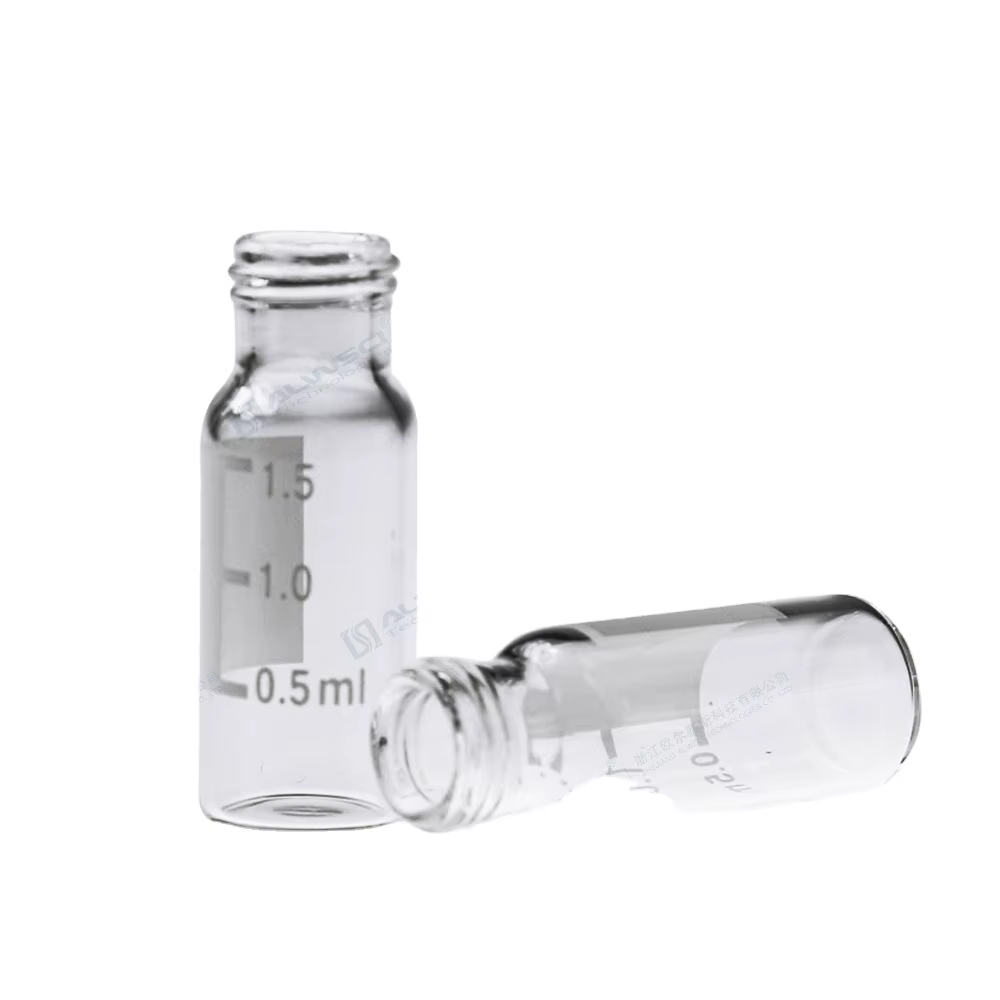 Viales de vidrio, transparentes con zona de escritura, a rosca, de boca ancha de 2ml (caja x 100 unidades)