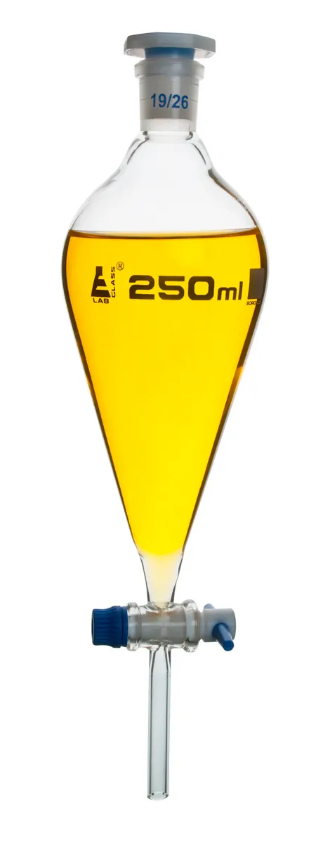 Ampolla de decantación de 250ml con robinete de PTFE