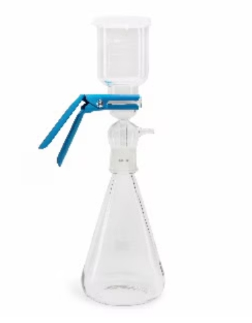 Dispositivo de filtrado de disolvente InfinityLab. Incluyeembudo de vidrio, 250 ml, base de vidrio de soporte demembrana, matraz de vidrio, 1 l y abrazadera de aluminio. Marca Agilent